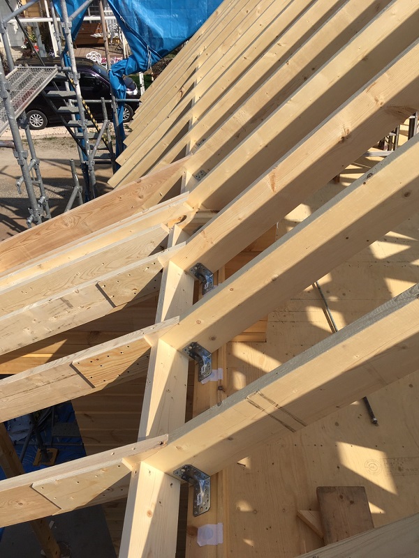 キグミ　建て方工事　屋根垂木1